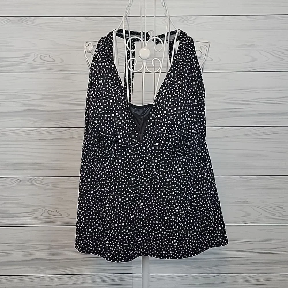 Swim 365 polka-dot tankini swim top plus Catalina bottoms Women's Size 20W